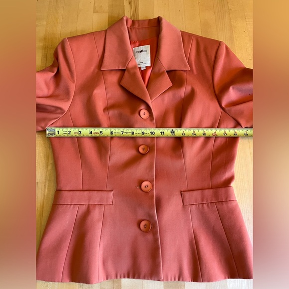 Vertigo 🇫🇷 Pour La Ville Orange Wool Blend Tailored Fitted Blazer Jacket M - Picture 6 of 14
